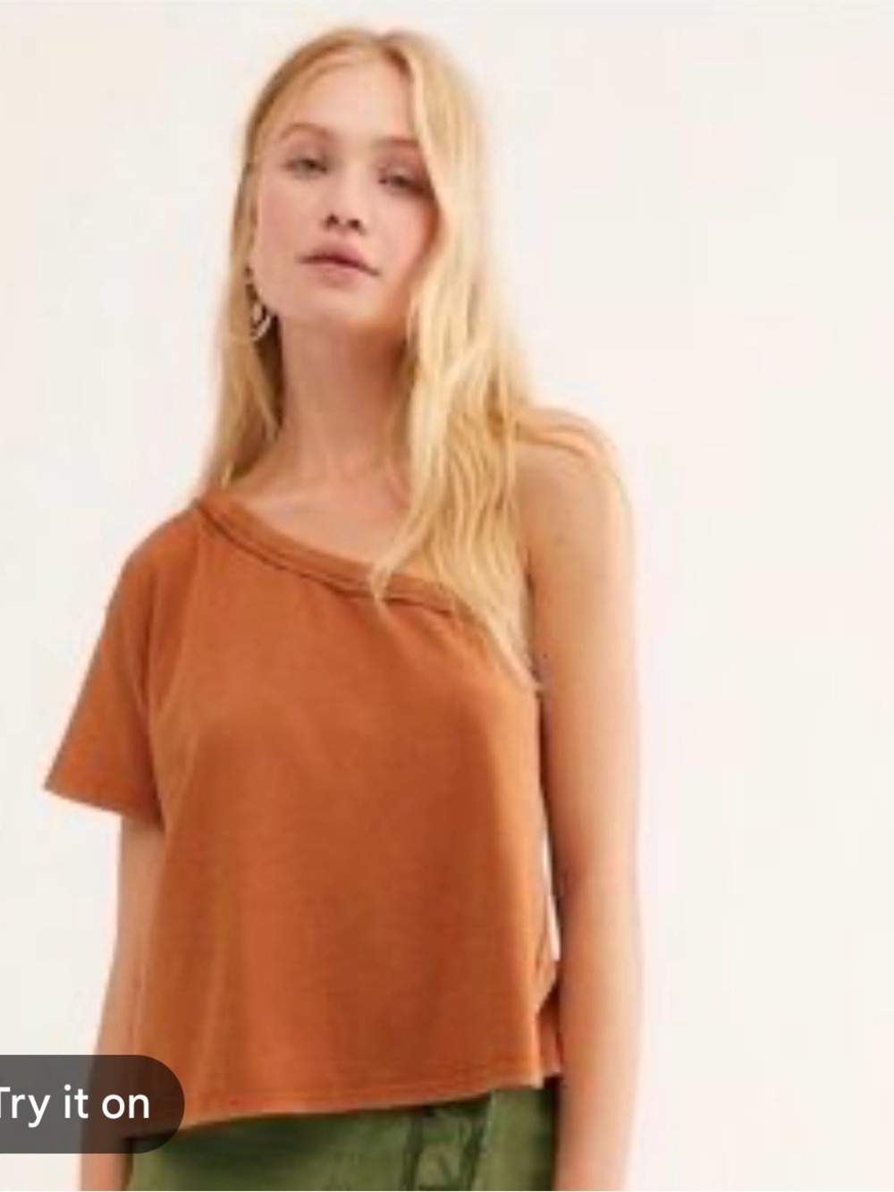 Free People One-Shoulder Tank in Rust